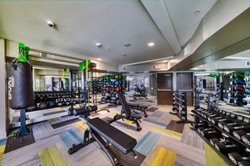 Two-level fitness center w/ state-of-the-art equipment